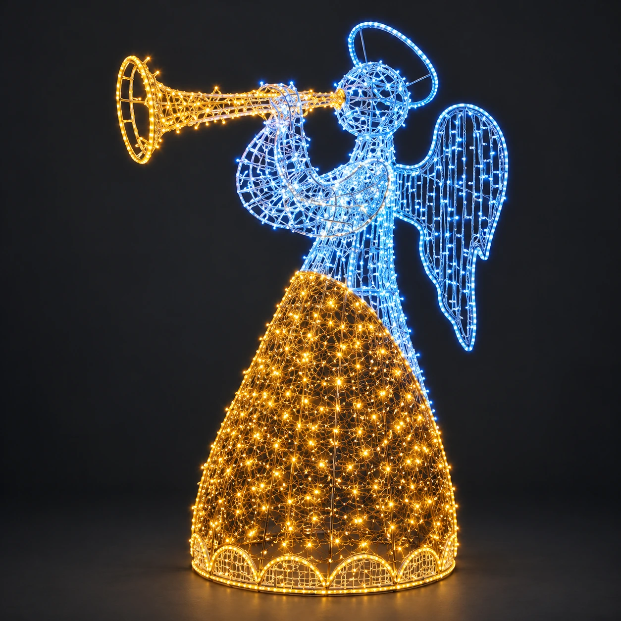 AI-assisted design reference: Blue and Gold Trumpeting Angel Light.