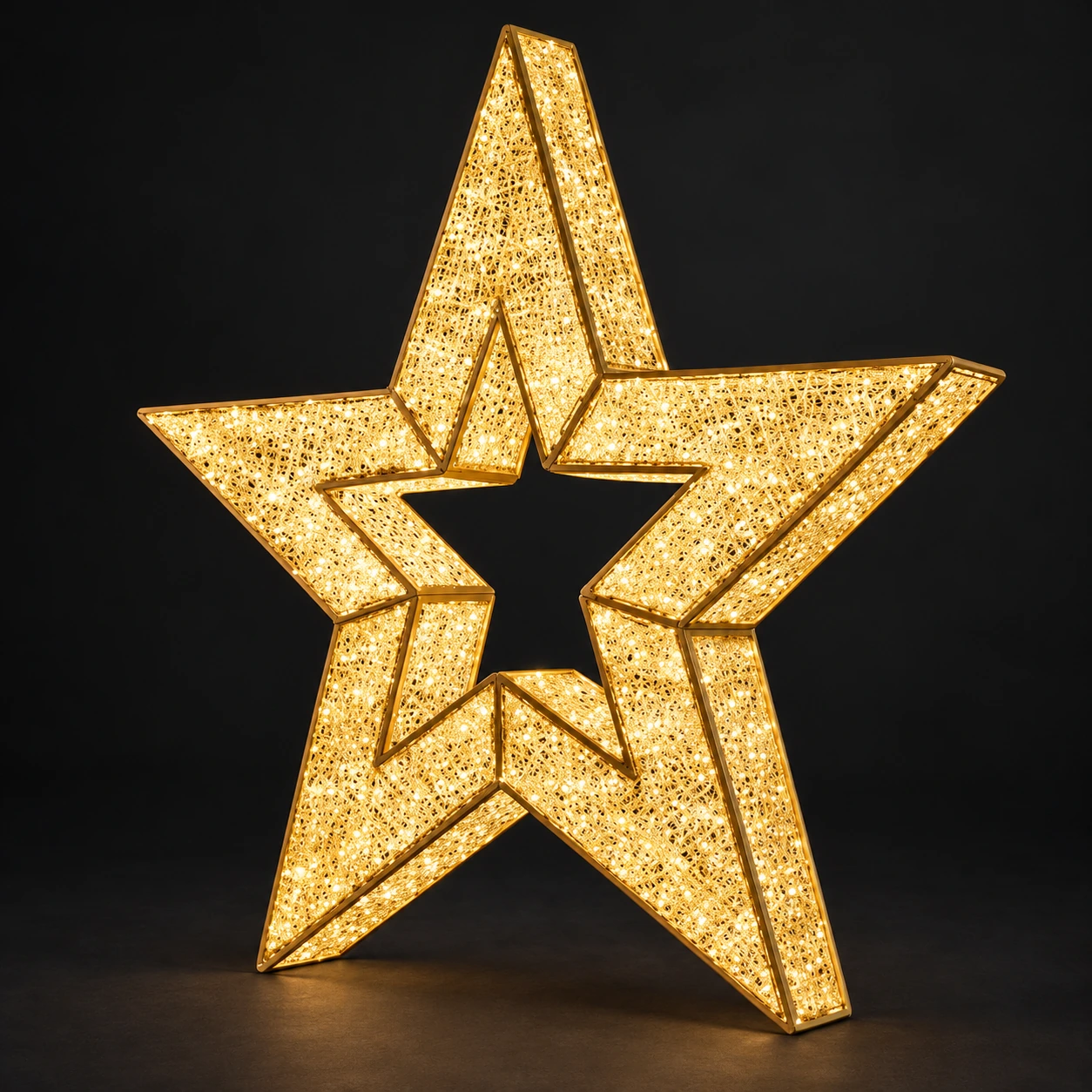 AI-assisted design reference: Golden Double-Outline Star Motif Light.