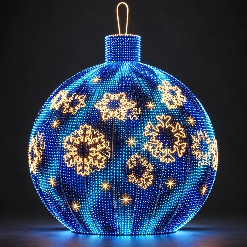 Blue Christmas Bauble Light with Snowflakes — JQ-23N-656