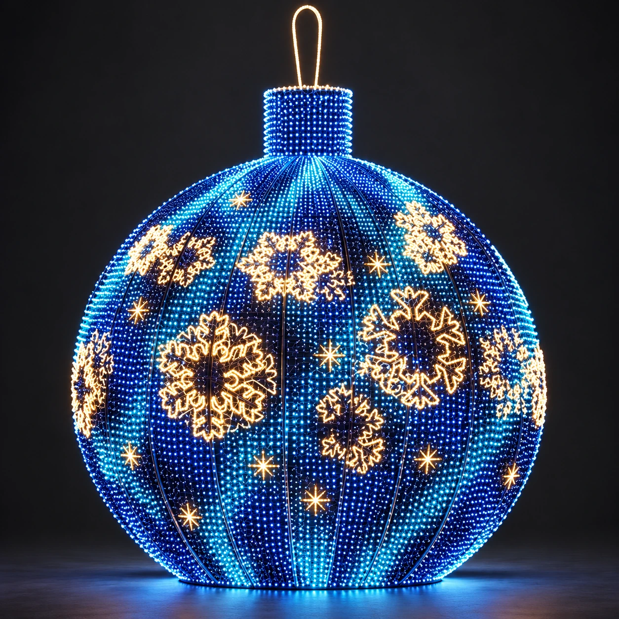 AI-assisted design reference: Blue Christmas Bauble Light with Snowflakes.