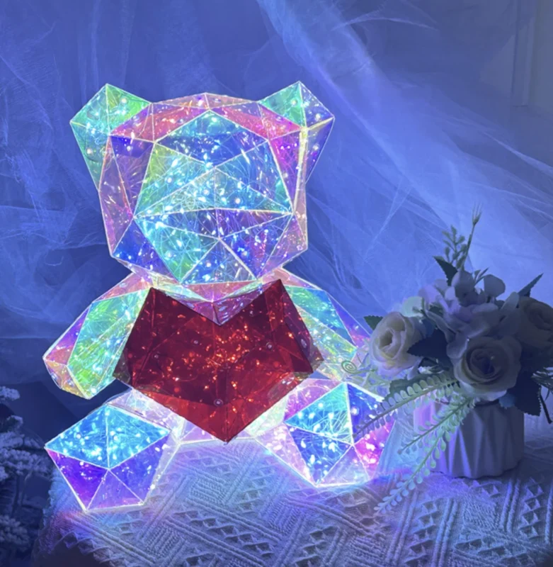 Faceted Iridescent Teddy Bear Light