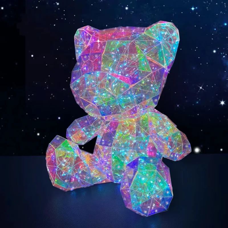Faceted Iridescent Seated Bear Light