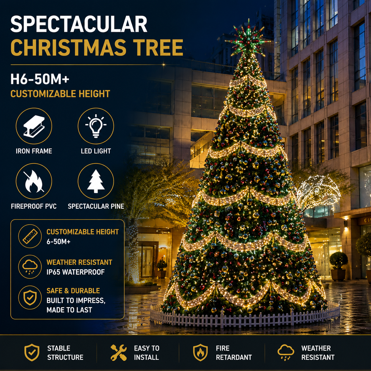 50M+ Giant LED Ribbon Pine Tree | Commercial Landscape Landmark