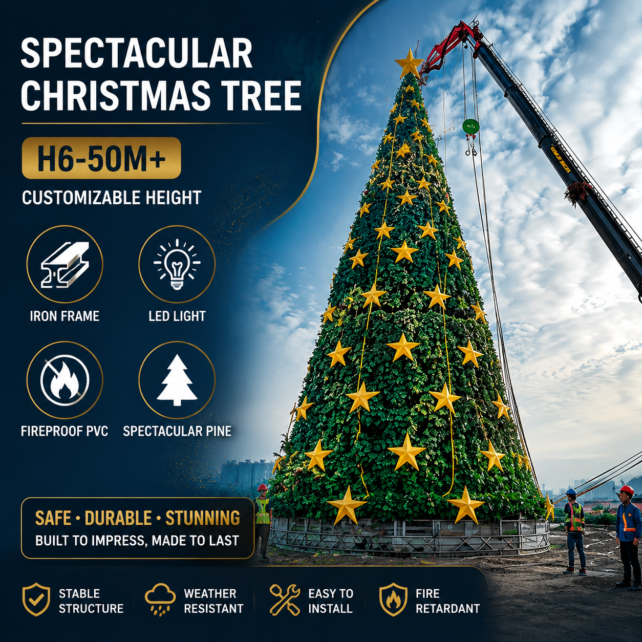 6-50m Giant LED Christmas Tree | Commercial Plaza Display