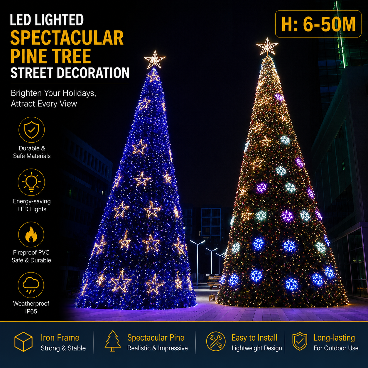 6-50m Giant LED Star Tree | Commercial Plaza Pine Decor