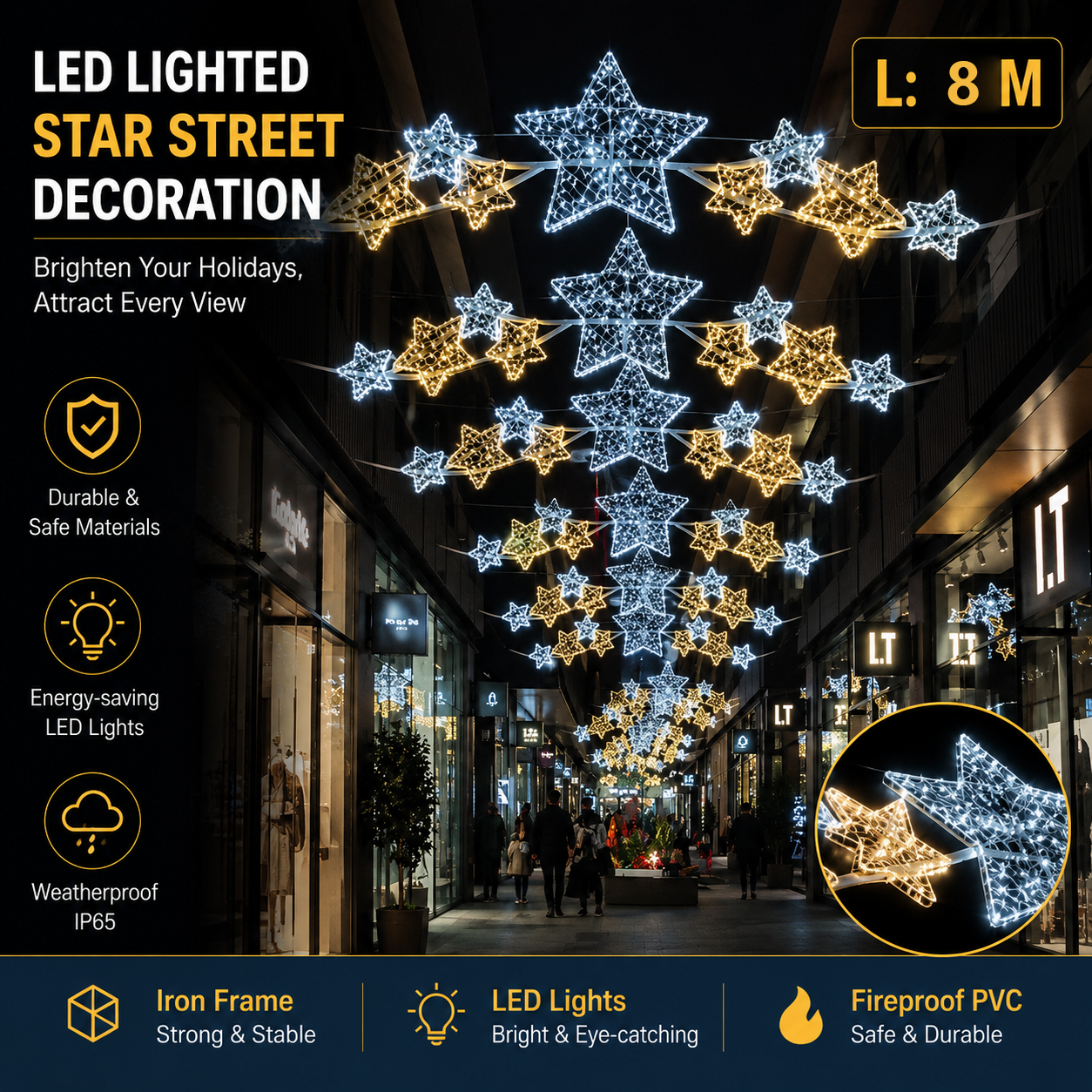 10m Giant LED Starburst Motif | Commercial Canopy Lighting