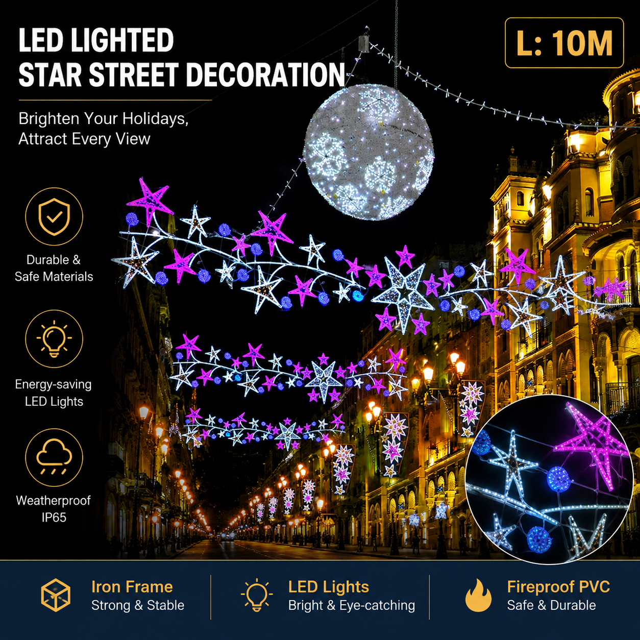 10m Giant LED Street Motif | Commercial Plaza Canopy Light
