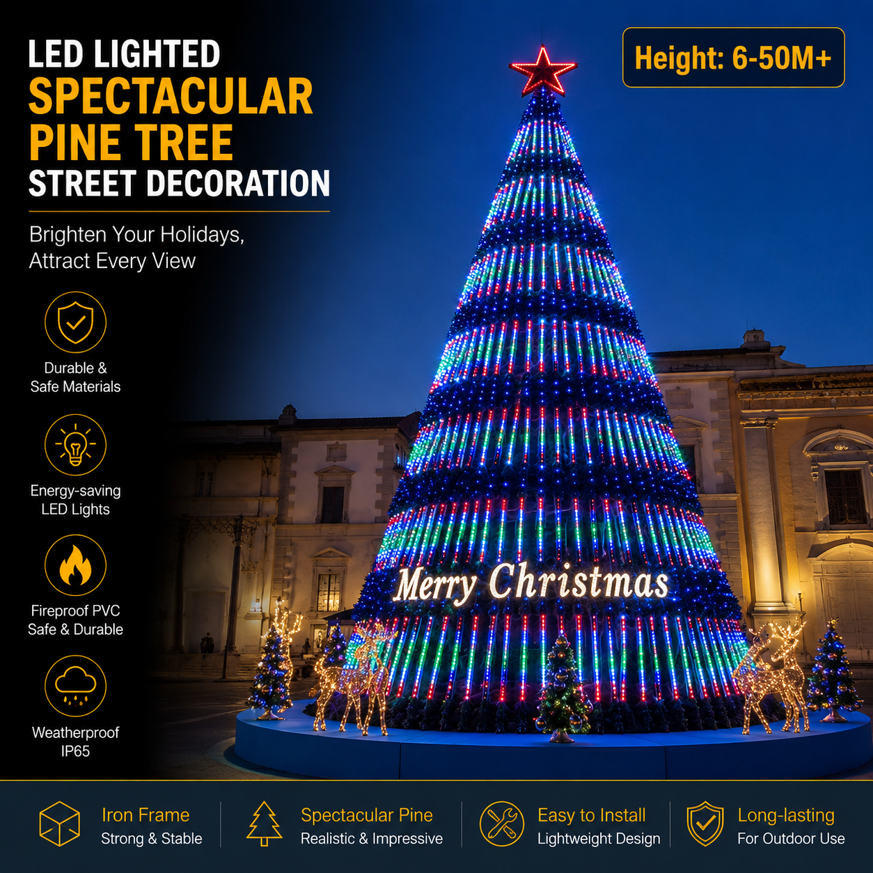1 50m Giant Snowflake Ribbon Pine | Commercial Shopping Malls