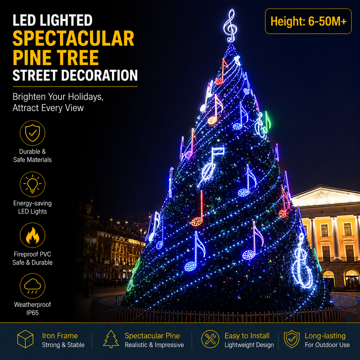 50m Giant Musical Motif Pine | Commercial City Decorations
