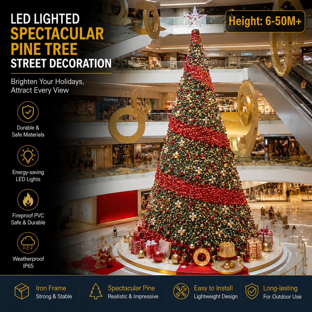 50m Giant Ribbon Pine Tree | Commercial Shopping Malls