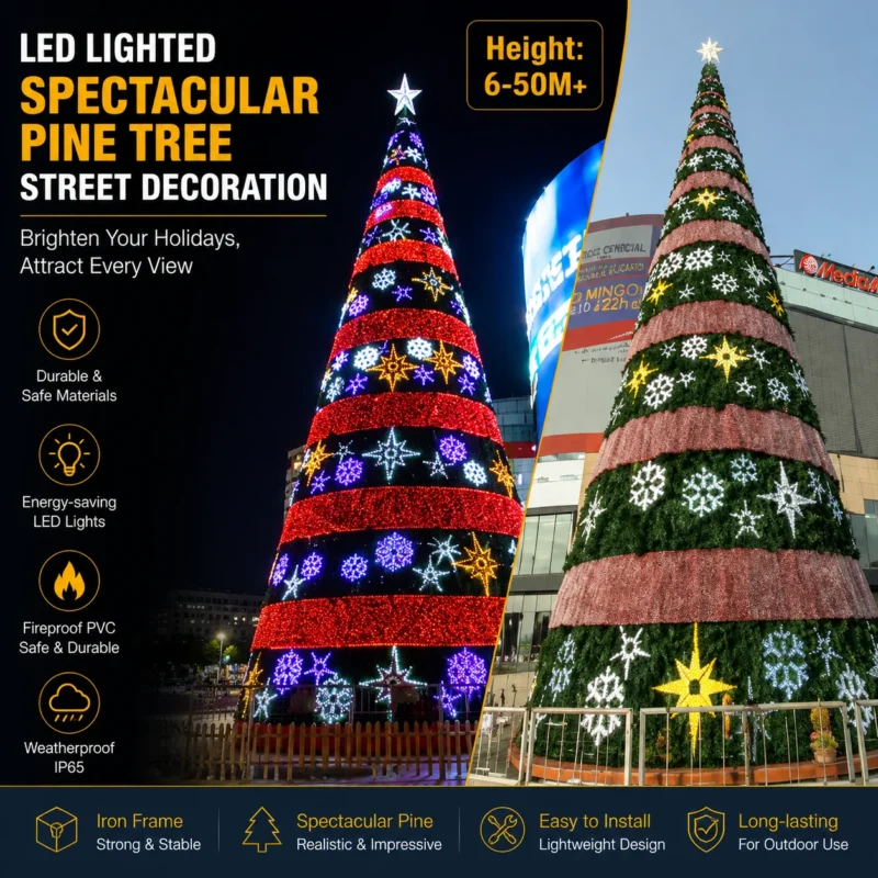 Christmas Light Tree with Decorative Bands