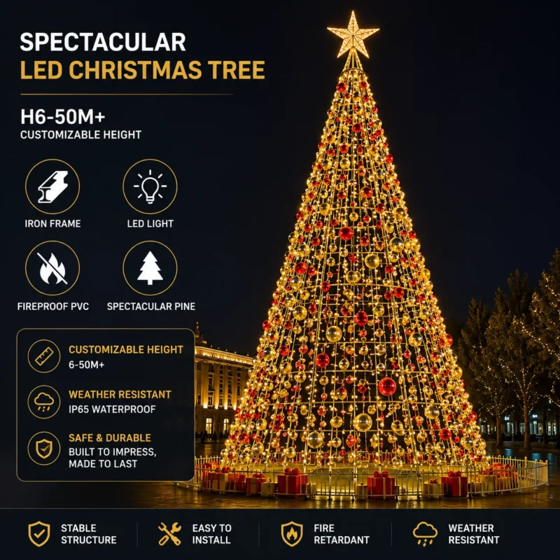 Green Christmas Tree with Colourful Ornaments