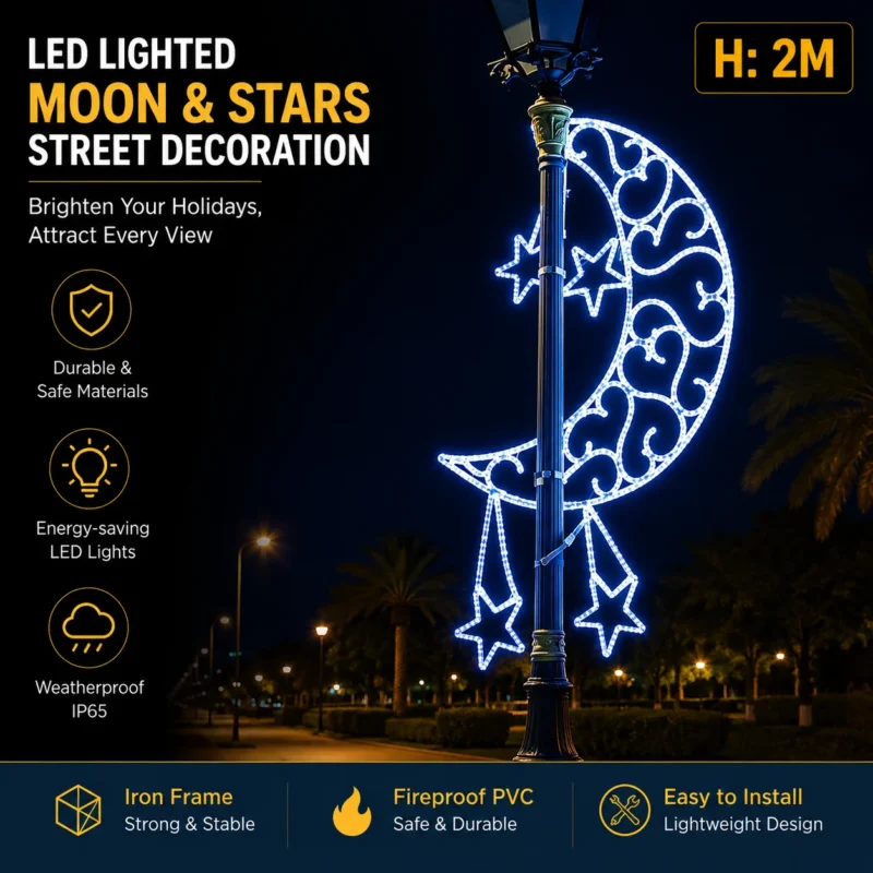 Crescent Moon and Star Street Motif Light