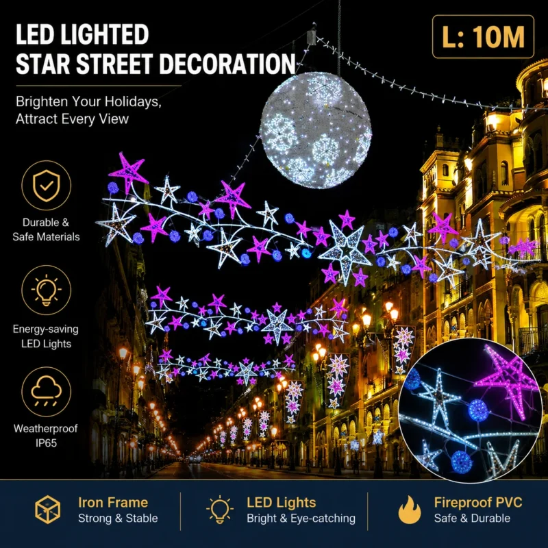 Purple Star and Moon Street Light Canopy