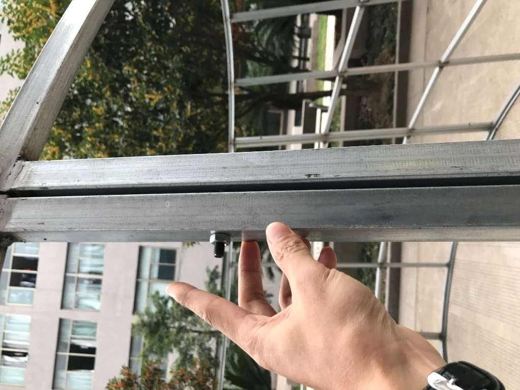A close view of a modular frame connection.