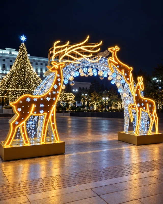 Golden Reindeer Light Entrance Arch — yxgm17