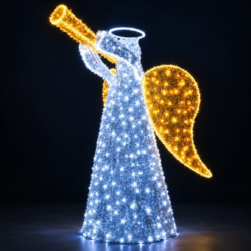 Blue and Gold Trumpeting Angel Light — ts002
