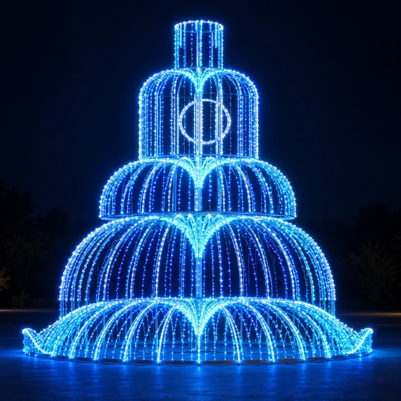 Blue Tiered Fountain Light Sculpture — LH028