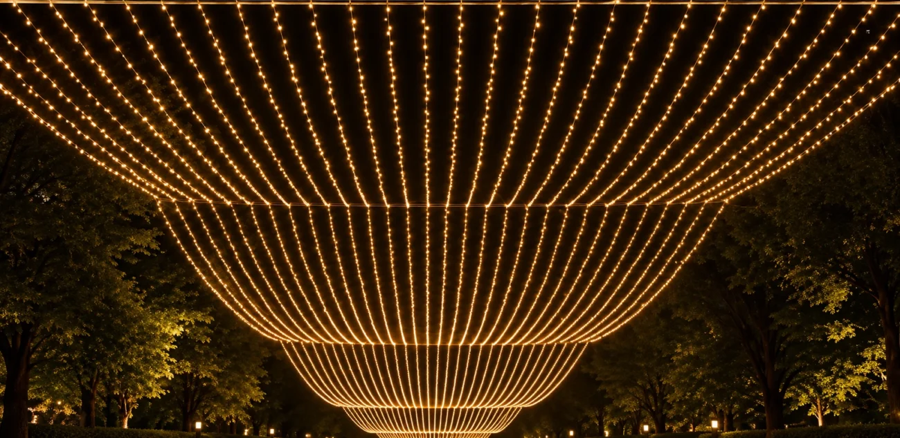 Golden Overhead Light-Strand Canopy — TM001