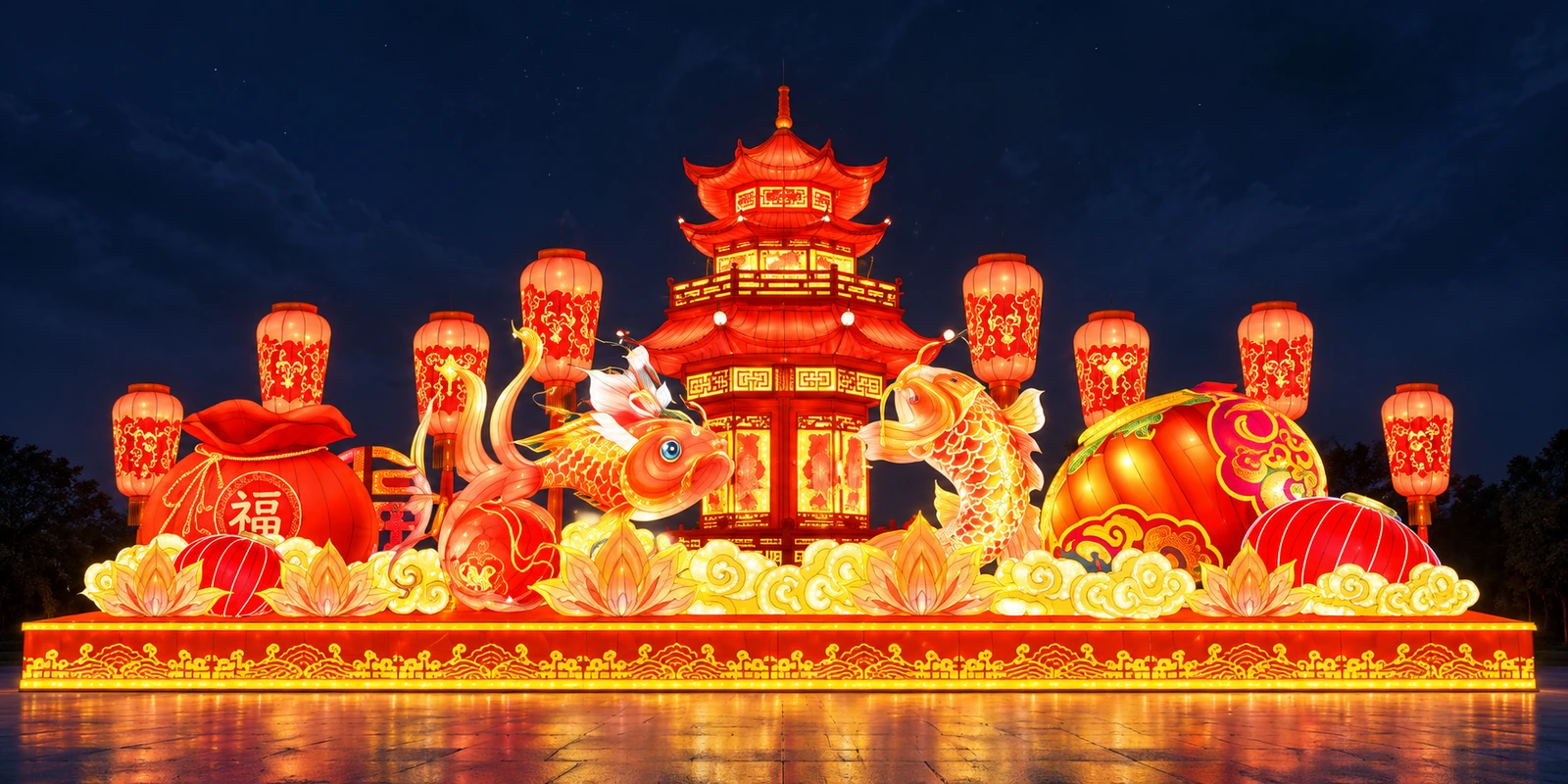 Design reference: Red and Gold Palace Lantern Stage.