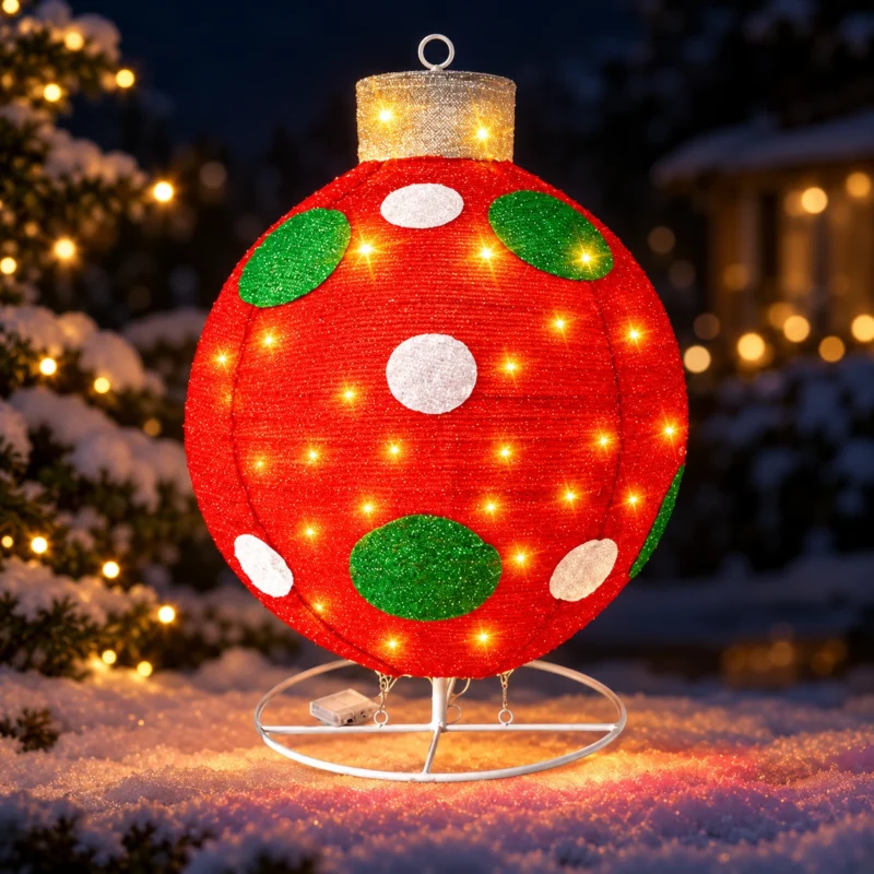 Red Christmas Bauble Light with Coloured Dots — JQ-C26-R002