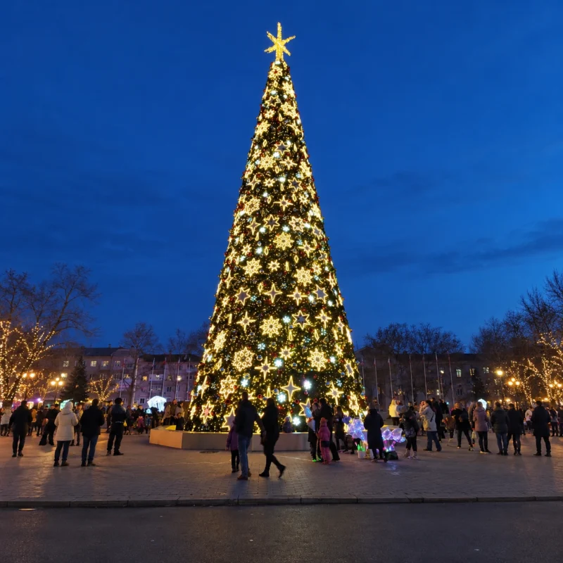 Green Christmas Tree with Golden Snowflakes — fz20