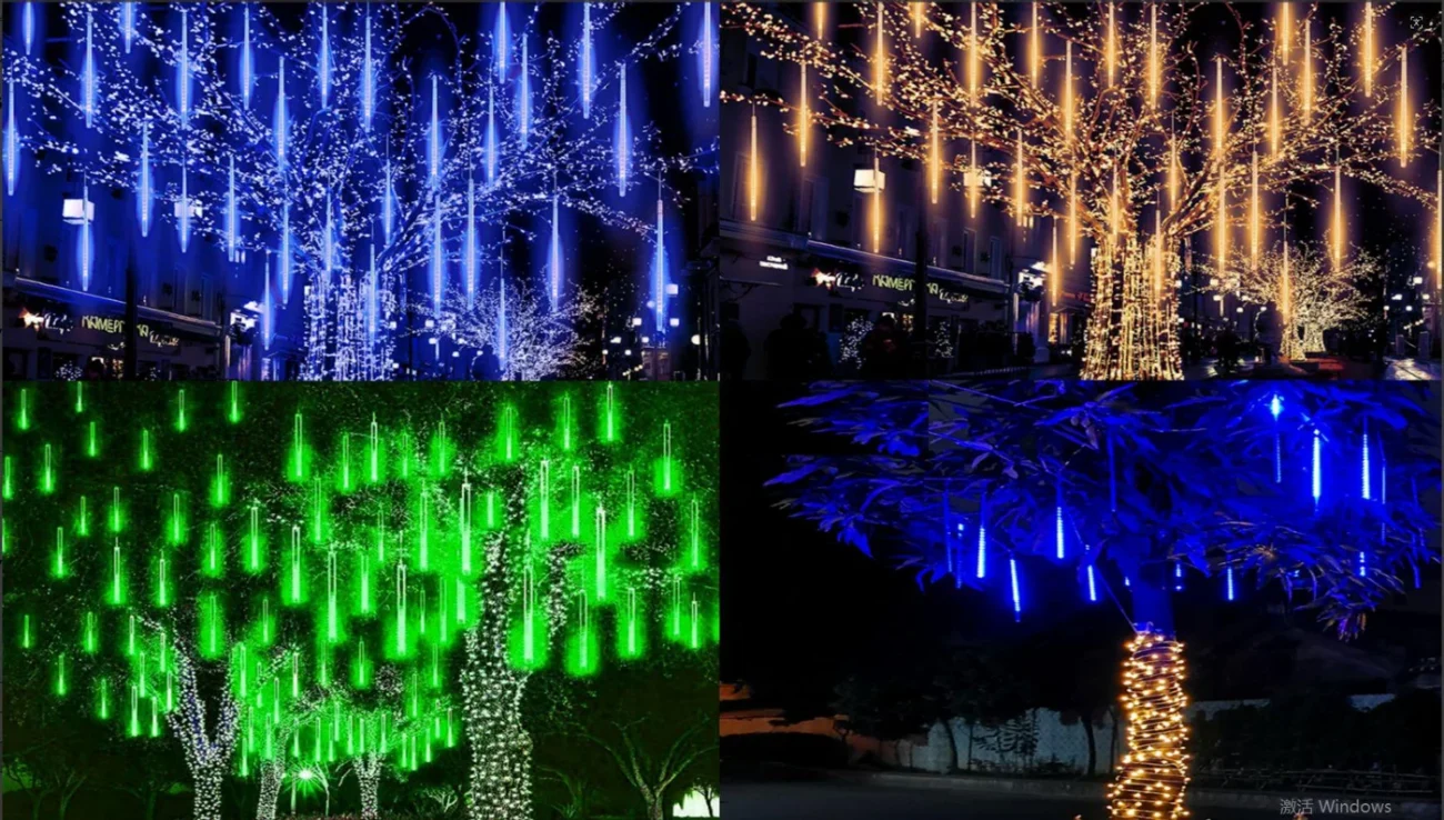Blue and Green Icicle Light Display — LH026