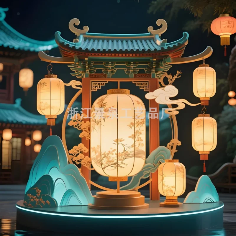Traditional Pavilion and Moon Lantern Display — JQ-C25-R212