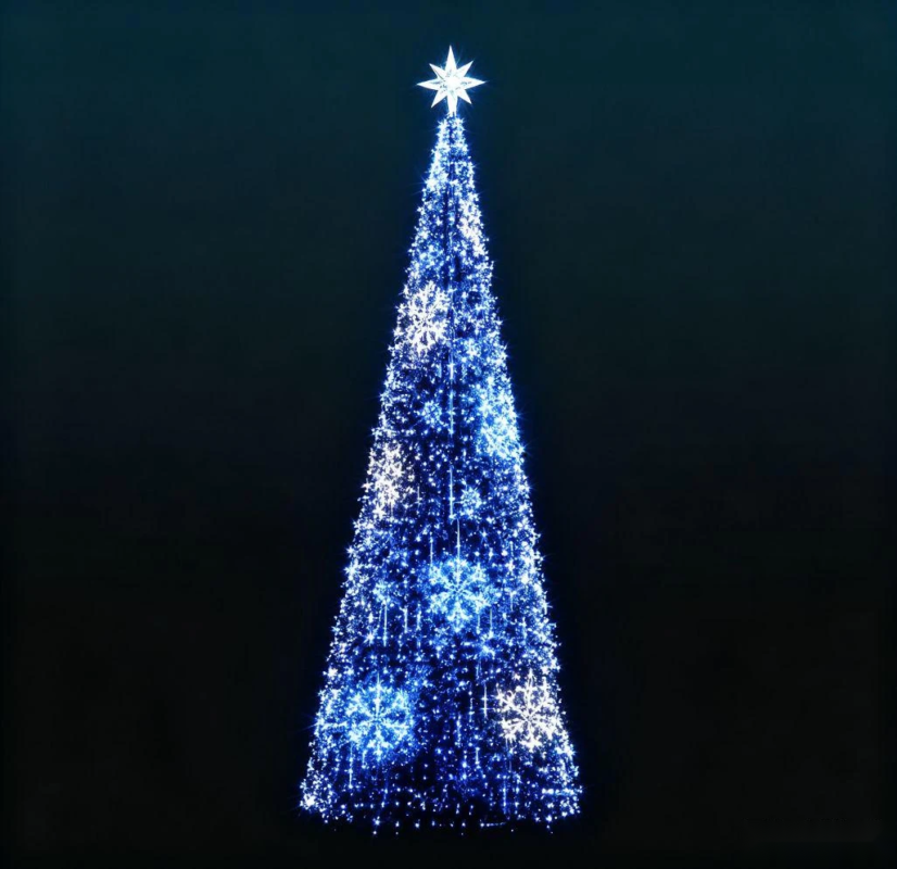 Blue Christmas Light Tree with Snowflakes &mdash; fz05