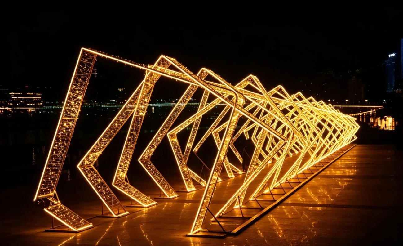 Golden Geometric Frame Light Tunnel — yxgm06