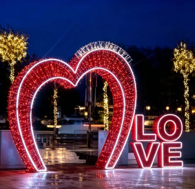 Red Heart Light Arch with LOVE Letters — yxgm09